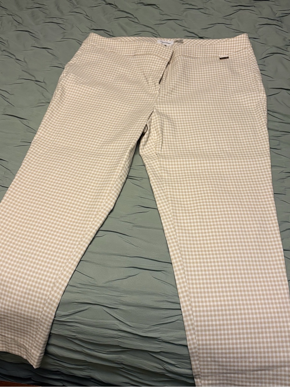 Calvin Klein Beige Gingham Chinos